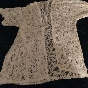 White lace cover up blouse